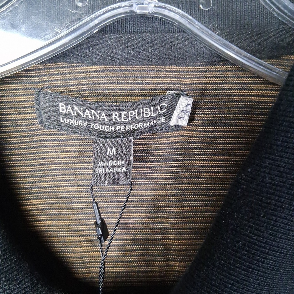 New Banana Republic Luxury Touch Polo Men's Size Medium Brown Black Preppy - Picture 3 of 7